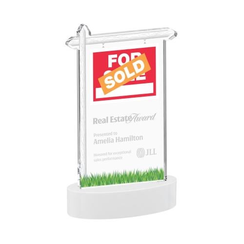 Awards and Trophies - Crystal Awards - Real Estate White on Alberton Base Unique Crystal Award