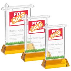 Real Estate Amber on Hartford Base Unique Crystal Award - Awards and Trophies