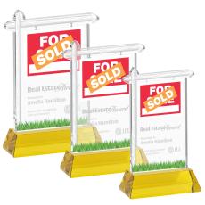 Real Estate Gold on Hartford Base Unique Crystal Award - Awards and Trophies