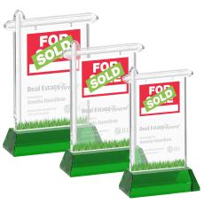 Real Estate Green on Hartford Base Unique Crystal Award - Awards and Trophies