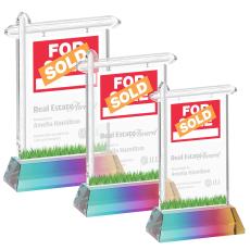 Real Estate Prismatic on Hartford Base Unique Crystal Award - Crystal Awards