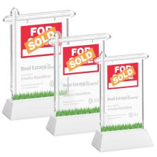 Real Estate White on Hartford Base Unique Crystal Award - Crystal Awards