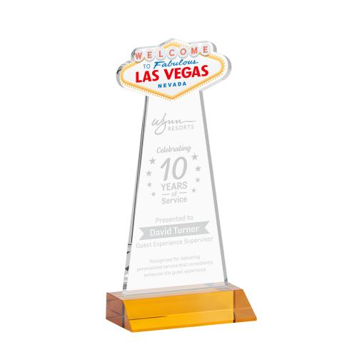 Awards and Trophies - Crystal Awards - Las Vegas Amber Unique Crystal Award