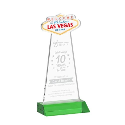Awards and Trophies - Crystal Awards - Las Vegas Green Unique Crystal Award