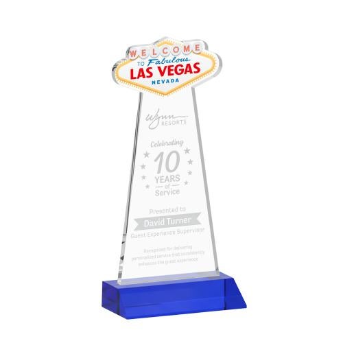 Awards and Trophies - Crystal Awards - Las Vegas Blue Unique Crystal Award