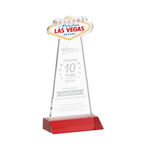 Awards and Trophies - Crystal Awards - Las Vegas Red Unique Crystal Award