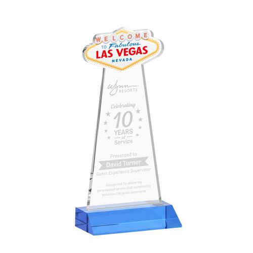 Awards and Trophies - Crystal Awards - Las Vegas Sky Blue Unique Crystal Award