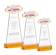 Las Vegas Amber on Alberton Base Unique Crystal Award - Awards and Trophies