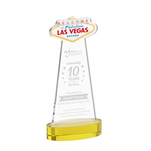 Awards and Trophies - Crystal Awards - Las Vegas Gold on Alberton Base Unique Crystal Award