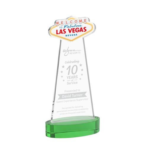 Awards and Trophies - Crystal Awards - Las Vegas Green on Alberton Base Unique Crystal Award