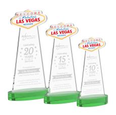 Las Vegas Green on Alberton Base Unique Crystal Award - Awards and Trophies