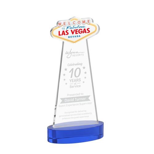 Awards and Trophies - Crystal Awards - Las Vegas Blue on Alberton Base Unique Crystal Award