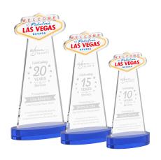 Las Vegas Blue on Alberton Base Unique Crystal Award - Awards and Trophies