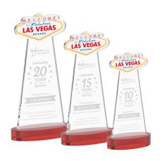 Las Vegas Red on Alberton Base Unique Crystal Award - Colored Crystal Awards