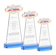 Las Vegas Sky Blue on Alberton Base Unique Crystal Award - Awards and Trophies
