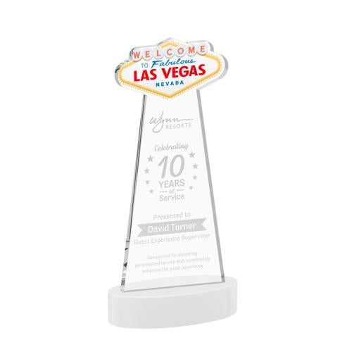 Awards and Trophies - Crystal Awards - Las Vegas White on Alberton Base Unique Crystal Award