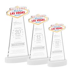 Las Vegas White on Alberton Base Unique Crystal Award - Awards and Trophies