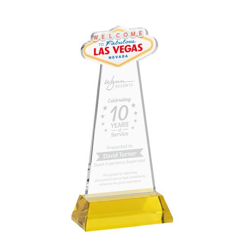 Awards and Trophies - Crystal Awards - Las Vegas Gold on Hartford Base Unique Crystal Award