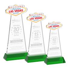 Las Vegas Green on Hartford Base Unique Crystal Award - Colored Crystal Awards