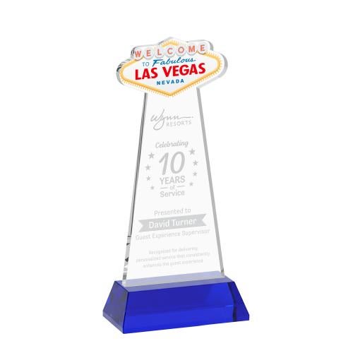 Awards and Trophies - Crystal Awards - Las Vegas Blue on Hartford Base Unique Crystal Award