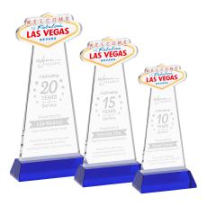 Las Vegas Blue on Hartford Base Unique Crystal Award - Colored Crystal Awards