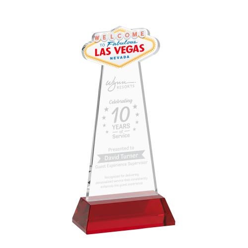Awards and Trophies - Crystal Awards - Las Vegas Red on Hartford Base Unique Crystal Award
