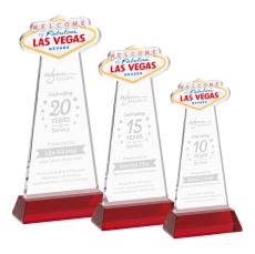 Las Vegas Red on Hartford Base Unique Crystal Award - Colored Crystal Awards