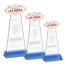 Las Vegas Sky Blue on Hartford Base Unique Crystal Award - Awards and Trophies