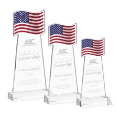 Flag Clear Unique Crystal Award - Patriotic Awards