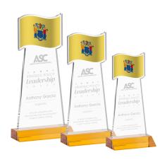 Flag Amber Unique Crystal Award - Patriotic Awards