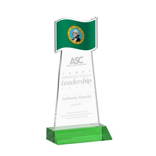 Awards and Trophies - Crystal Awards - Flag Green Unique Crystal Award