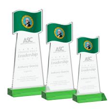 Flag Green Unique Crystal Award - Colored Crystal Awards
