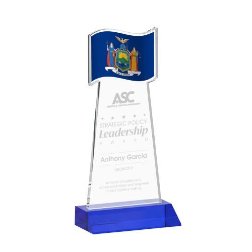 Awards and Trophies - Crystal Awards - Flag Blue Unique Crystal Award
