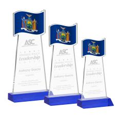 Flag Blue Unique Crystal Award - Colored Crystal Awards