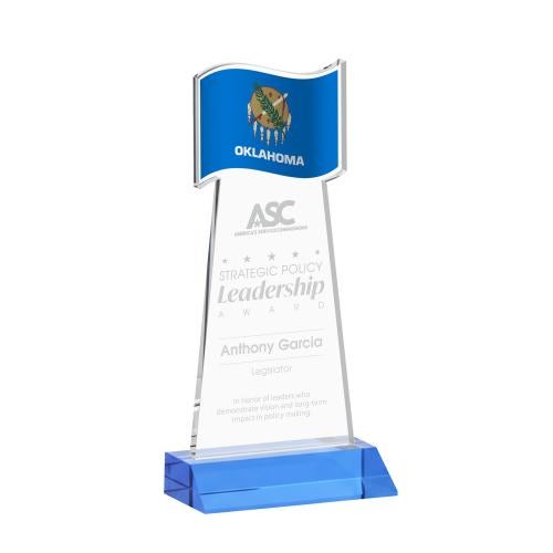Awards and Trophies - Crystal Awards - Flag Sky Blue Unique Crystal Award