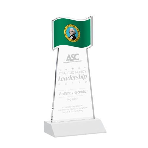 Awards and Trophies - Crystal Awards - Flag White Unique Crystal Award