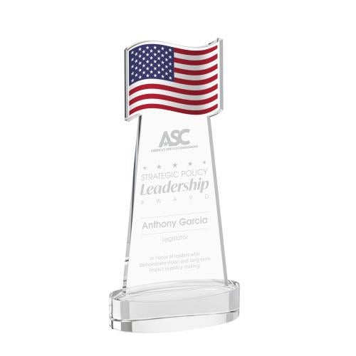 Awards and Trophies - Crystal Awards - Flag Clear on Alberton Base Unique Crystal Award