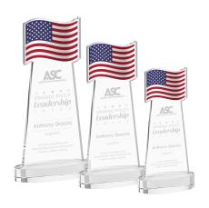 Flag Clear on Alberton Base Unique Crystal Award - Unique Awards