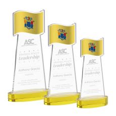 Flag Gold on Alberton Base Unique Crystal Award - Unique Awards