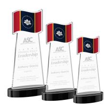 Flag Black on Alberton Base Unique Crystal Award - Unique Awards