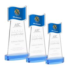 Flag Sky Blue on Alberton Base Unique Crystal Award - Unique Awards