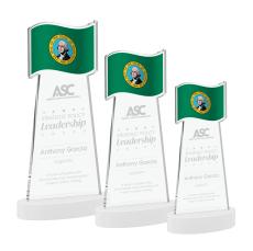 Flag White on Alberton Base Unique Crystal Award - Unique Awards