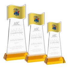 Flag Amber on Hartford Base Unique Crystal Award - Unique Awards
