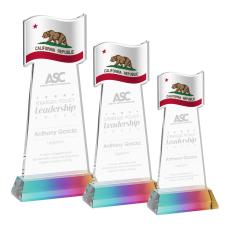 Flag Prismatic on Hartford Base Unique Crystal Award - Awards and Trophies