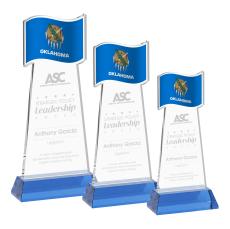 Flag Sky Blue on Hartford Base Unique Crystal Award - Unique Awards
