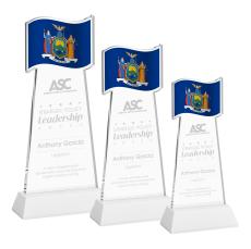 Flag White on Hartford Base Unique Crystal Award - Awards and Trophies