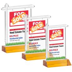 Real Estate Full Color Amber Unique Crystal Award - Awards and Trophies