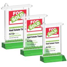 Real Estate Full Color Green Unique Crystal Award - Colored Crystal Awards