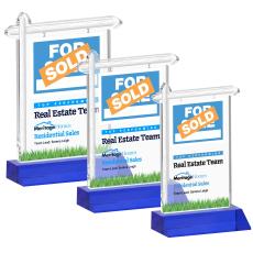 Real Estate Full Color Blue Unique Crystal Award - Awards and Trophies
