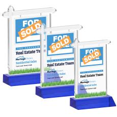 Real Estate Full Color Blue Unique Crystal Award - Colored Crystal Awards